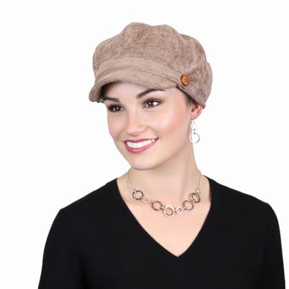 Classic Newsboy Cap Chenille Tweed Retro Chic Fall Winter Headwear main image 2